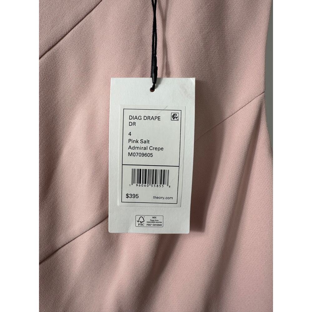 NEW Theory 4 Admiral Crepe Diagonal Mini Shift Dress Pink Sleeveless $395 D54 - Picture 4 of 9